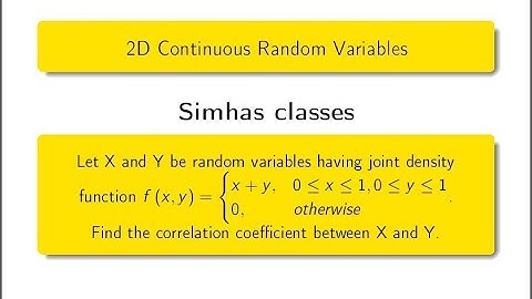 #correlationcoefficient, || Correlation coefficient between 2 D Random variables X and Y problem 3
