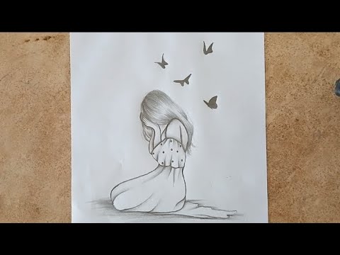 How to draw a girl crying step by step -easy|sad girl pencil sketch for ...