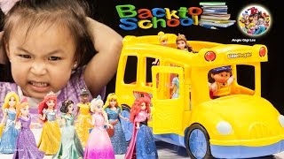 Wheels On The Bus Disney Princesses Rapunzel Ariel Belle Tiana Anna Elsa Aurora Cinderella