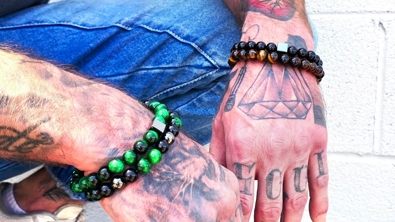 Crucible Polished Stone + Black Matte Onyx Bead Stretch Bracelet // 10mm (Lapis Lazuli) video thumbnail