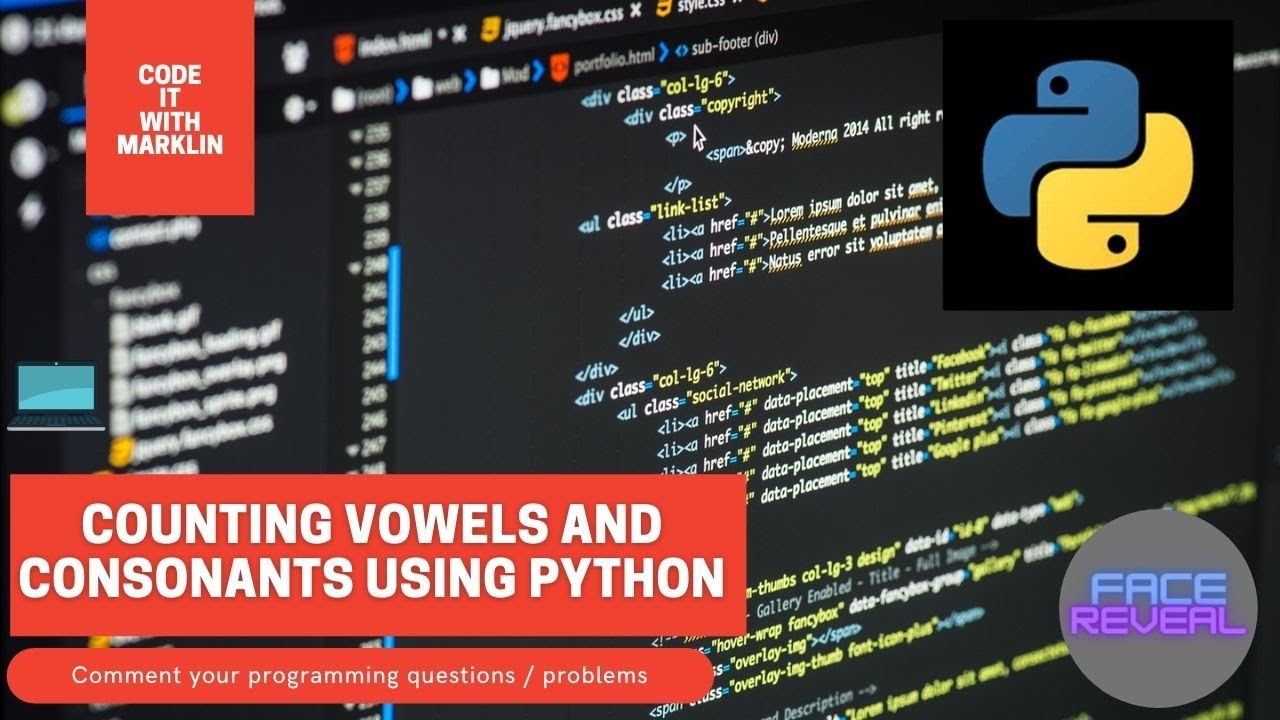 FACE REVEAL | Python Activity: Count the vowels and consonants (TAGALOG ...