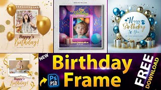 Happy Birthday Card with Balloon Frame Free PSD Template screenshot 4