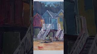 Acrylic Art. Beach Huts. #colinsteedart #painting #art @https://www.youtube.com/@colinsteedartist