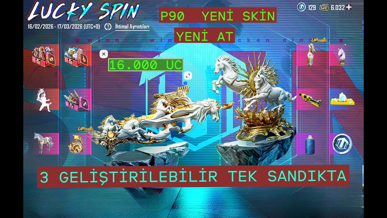ALTIN P90 VE GERİ DÖNEN GELİŞTİRİLEBİLİR SİLAHLAR YENİ AT DESENİ GELDİ PUBG MOBİLE