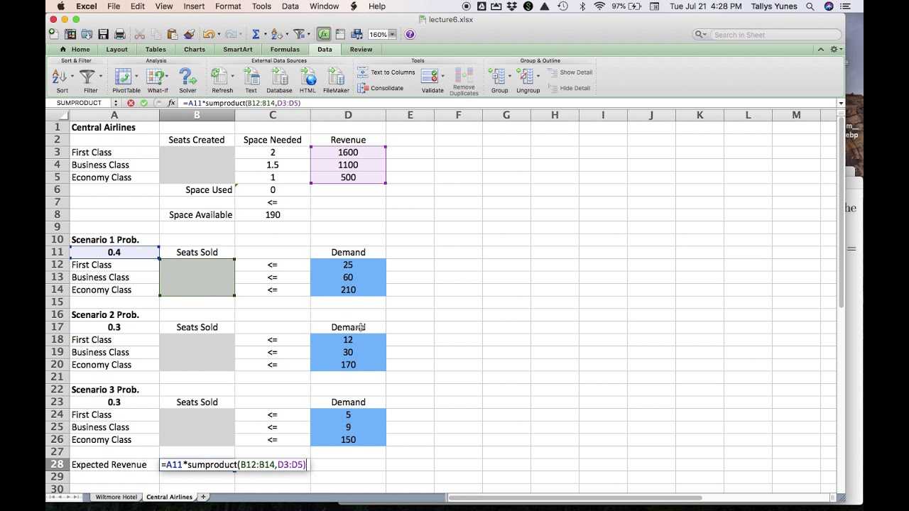 Two-Stage Stochastic Optimization in Excel: An Airline Yield Management ...