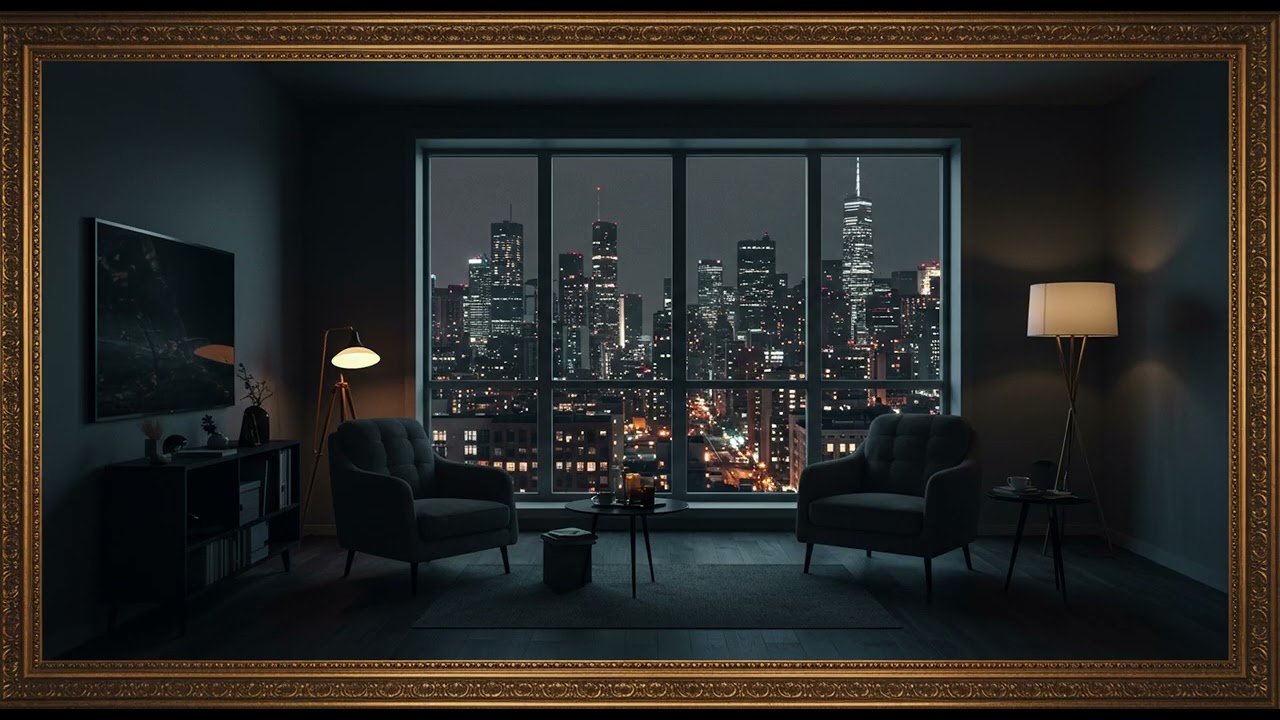 Frame TV Art - Framed Art TV Background: Relaxing City View Ambience at Night | Peaceful Urban