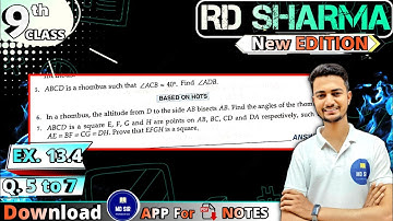 Exercise 13.4 Q5 to Q7 | RD Sharma Class 9 | Chapter 13 Quadrilaterals | CBSE | MD Sir 9