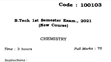 Chemistry || BEU 2021 Question Paper-100103 || B-Tech || Bihar Engineering University ||End Semester