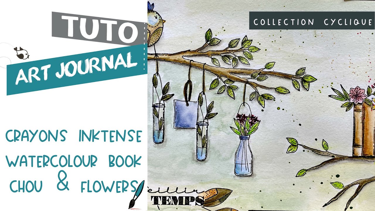 Art journal aquarelle avec la collection cyclique chou & flowers