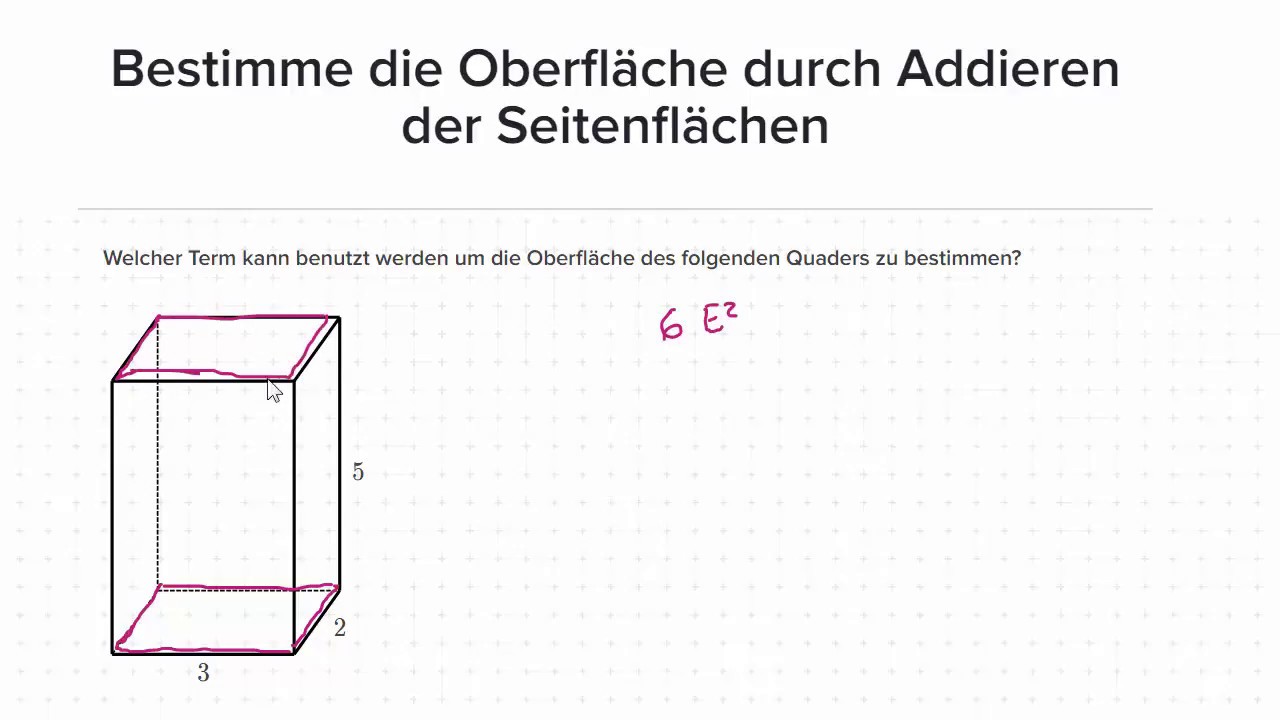 Wie Berechnet Man Den Oberflächeninhalt Eines Quaders Oberfläche eines Quaders - YouTube