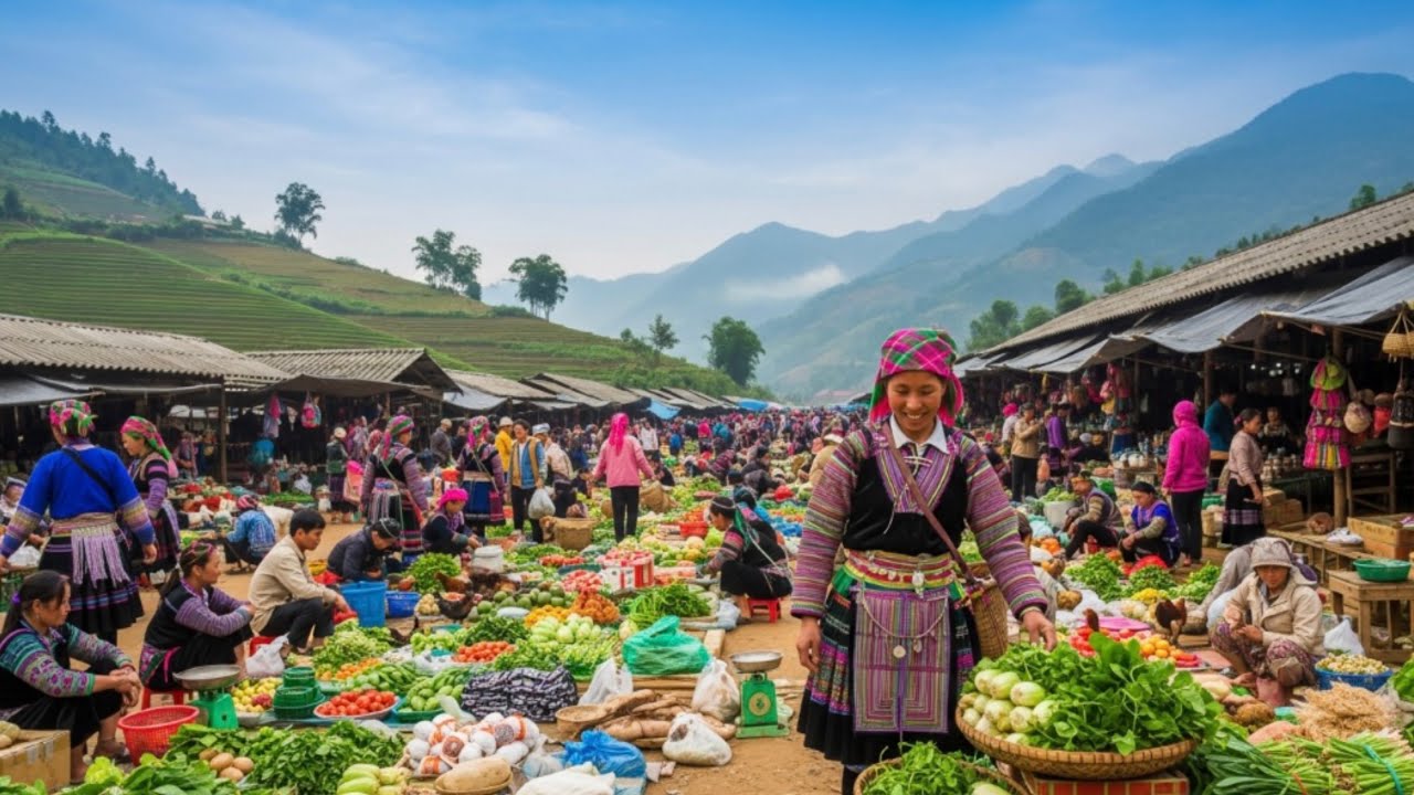 Vietnamese Food Market, Packed With Delicious Dishes That Attract Tourists Come To Vietnam.