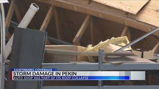 Auto shop has partial roof collapse in Pekin