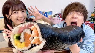 巨大な恵方巻き作って食べるよ