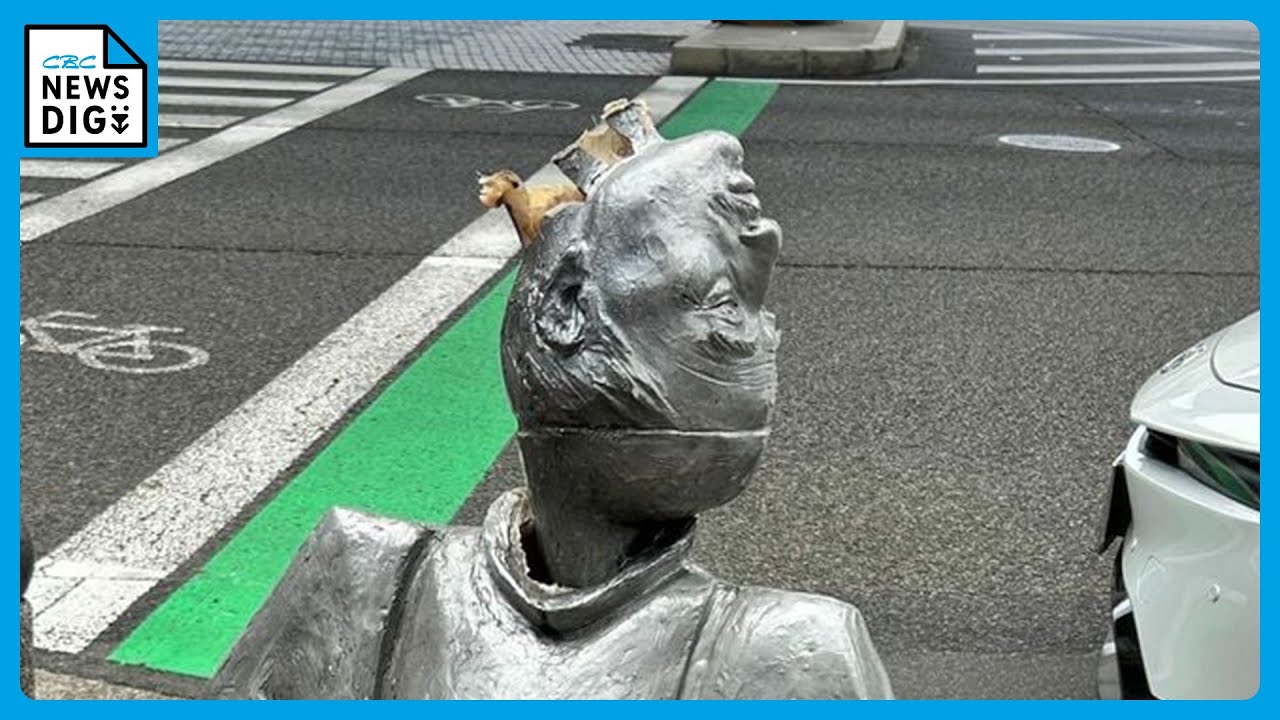 首が折られた商店街の｢豊臣秀吉像｣ 頭が“ひっくり返った”写真も…ガムテープで巻かれ痛々しい姿に  名古屋・西区の円頓寺商店街