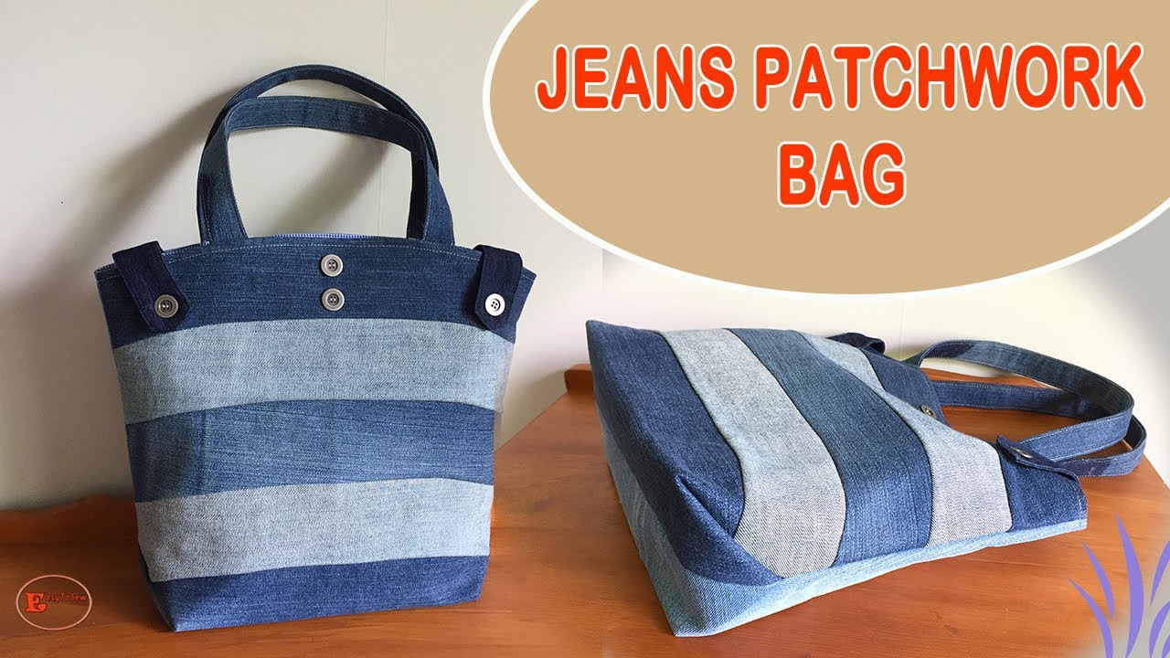 DIY TOTE BAG TUTORIAL | RECYCLE OLD JEANS INTO BAGS | BAG TUTORIAL ...