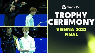 Medvedev Jokes \& Champagne Moments 🍾 Jannik Sinner vs Daniil Medvedev: Vienna 2023 Trophy Ceremony