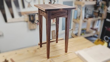 Making a Walnut Side Table with hand tools - silent woodworking