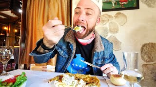 Awesome KOSOVO BREAKFAST!! Cheese & Pepper TAVA at River Bifurcation | Ferizaj, Kosovo