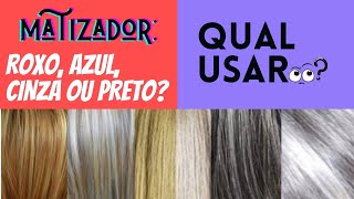 Qual matizador usar em cabelos grisalhos? Preto, cinza, roxo, ou azul