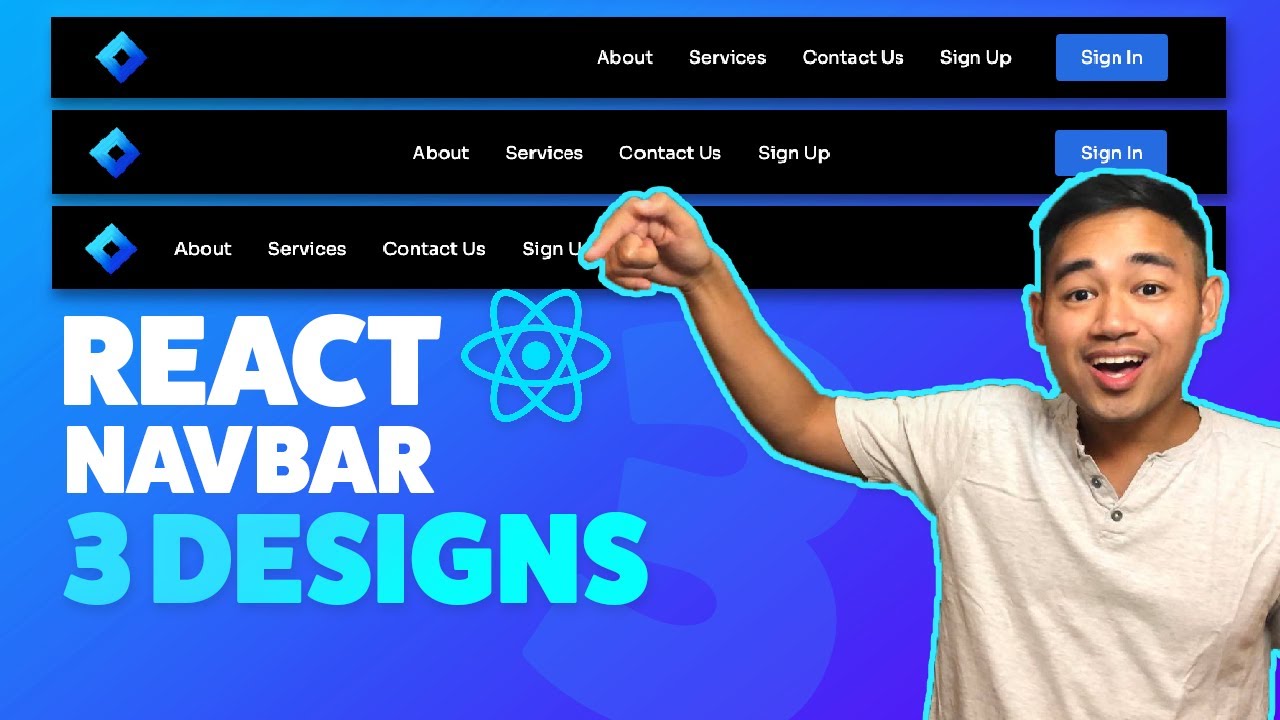 React Navbar Tutorial Responsive - 3 Designs