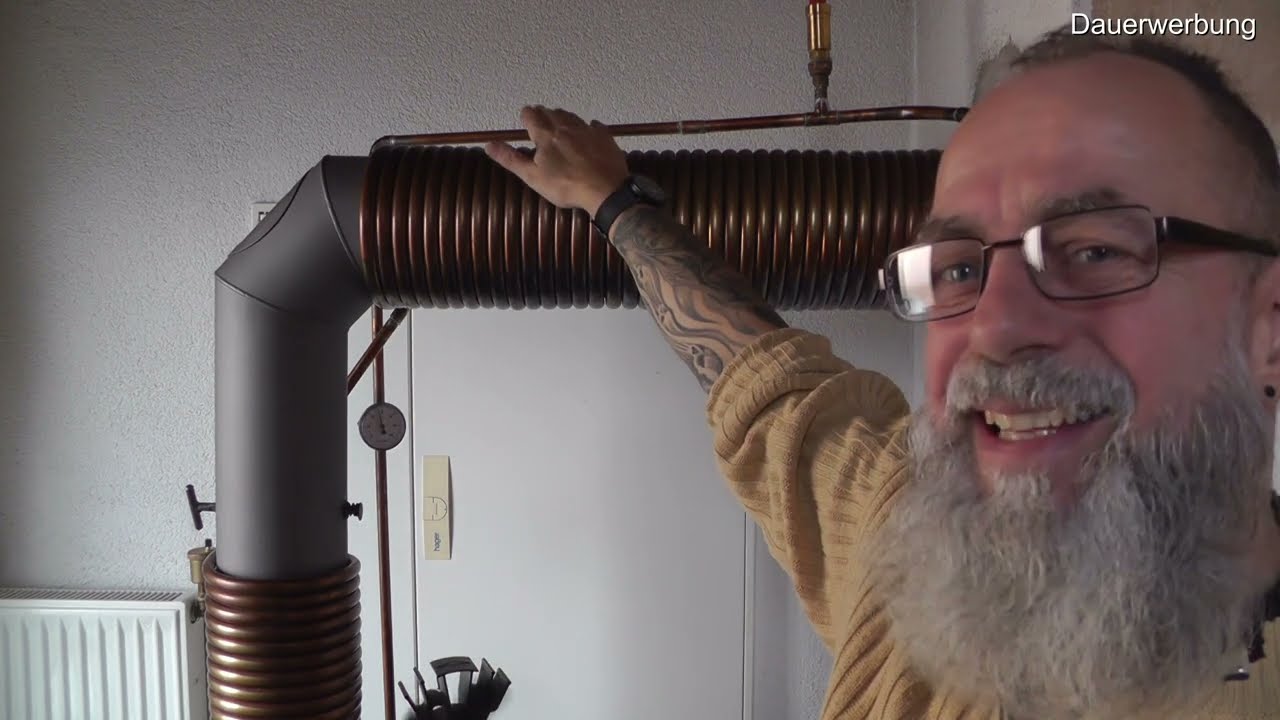 Warmwasser gewinnung durch die Kupferrohr Spirale am Kaminofen. Fragen und Antworten.