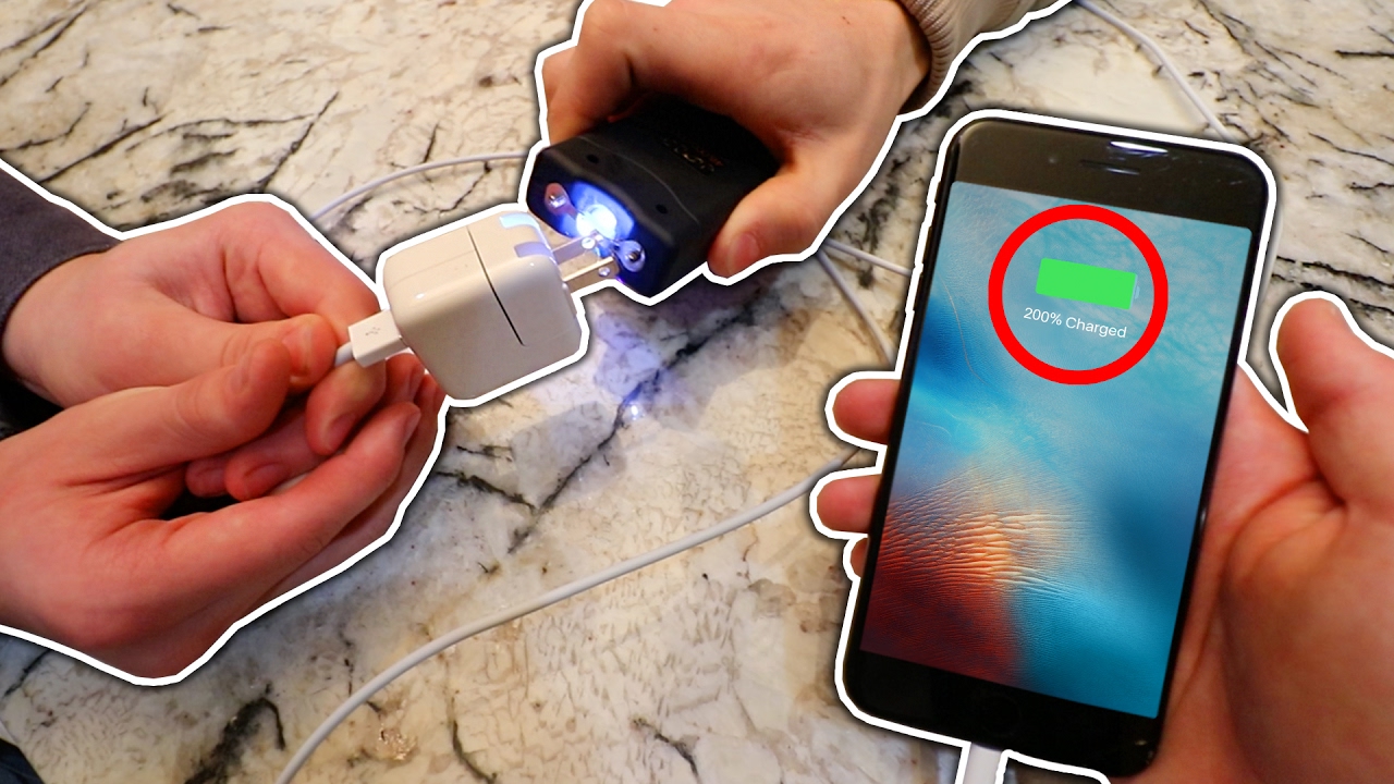 EXPERIMENT TASER VS IPHONE CHARGER   WILL IT CHARGE     David Vlas