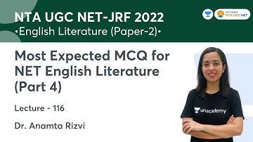 Most Expected MCQ for NET English Literature - Part 4 | MCQ | UGC NET-JRF 2022 | Dr. Anamta Rizvi