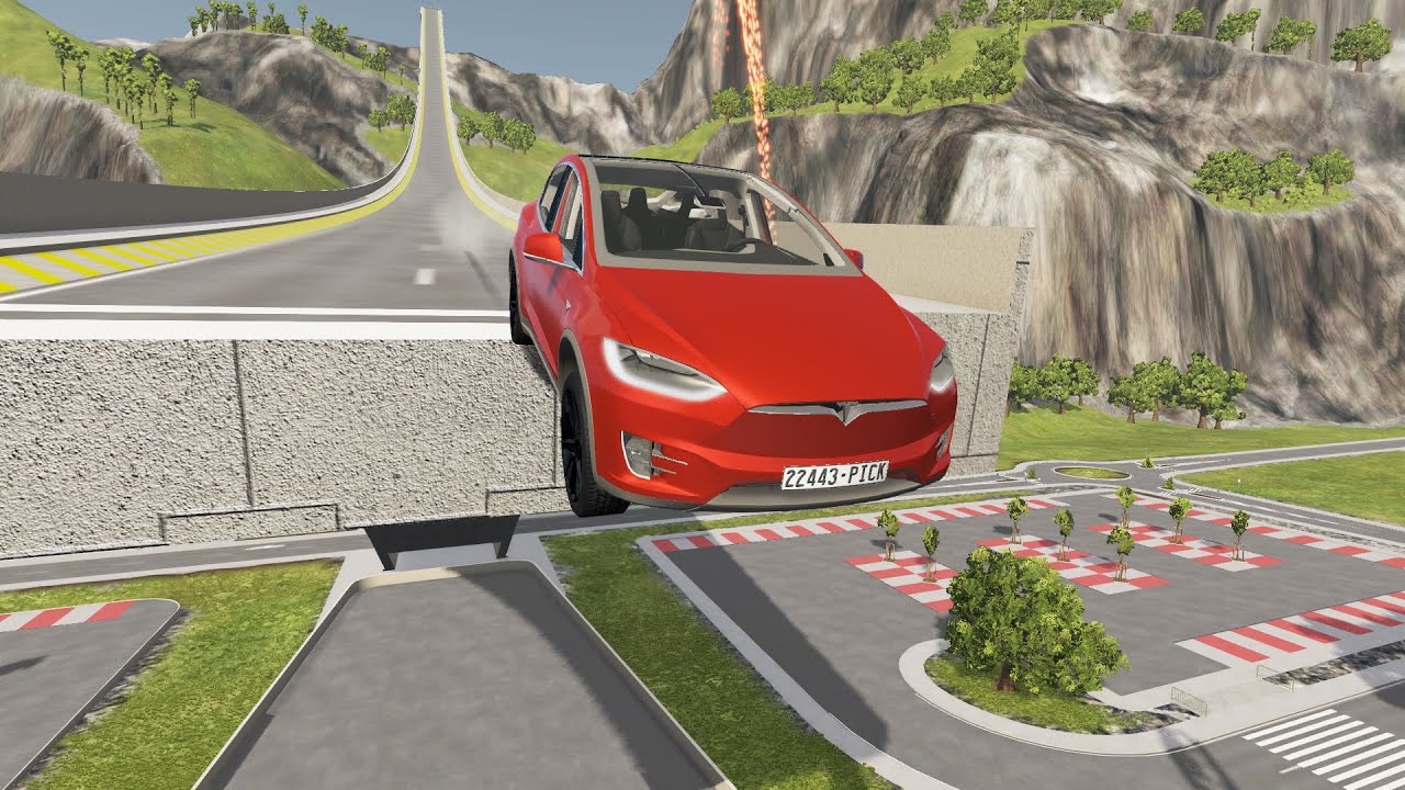 BeamNG.drive - Tesla Model X vs Ramp crash test #Shorts