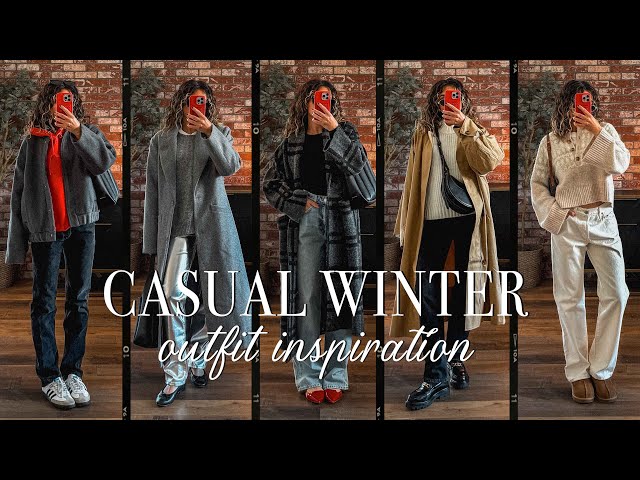 CASUAL WINTER OUTFIT IDEAS! (Winter 2024 trends, silver, red, jackets,  coats, sweaters)