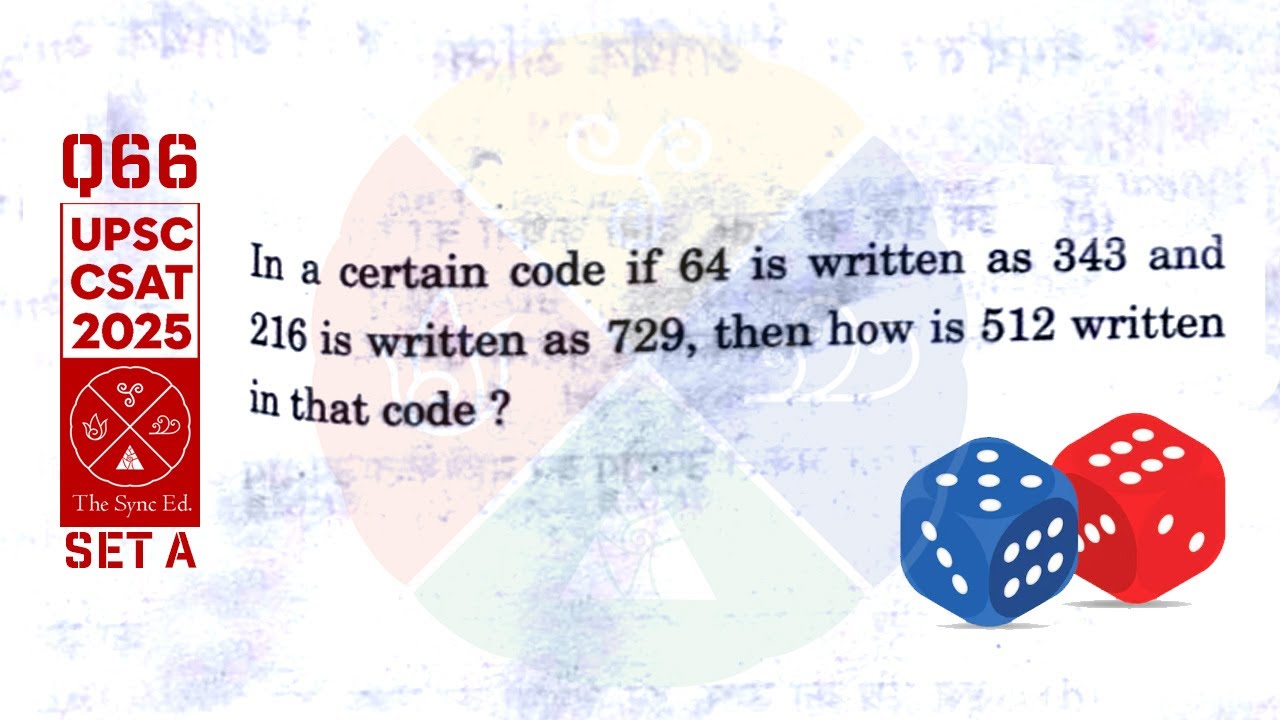 CSAT 2025 set A Q66: In a certain code if 64 is written as 343 and 216 ...