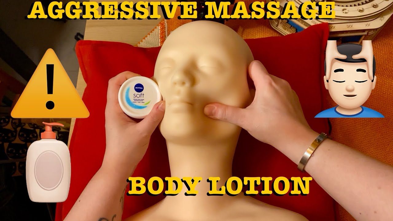 ASMR|⚠️AGGRESSIVE INTENSE MASSAGE W/ BODY LOTION! FACE/HEAD/NECK/SHOULDERS MANNEQUIN. SOFT SPOKEN