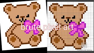 simple pixel art drawing toturial for bigginer,  bear digital pixel art