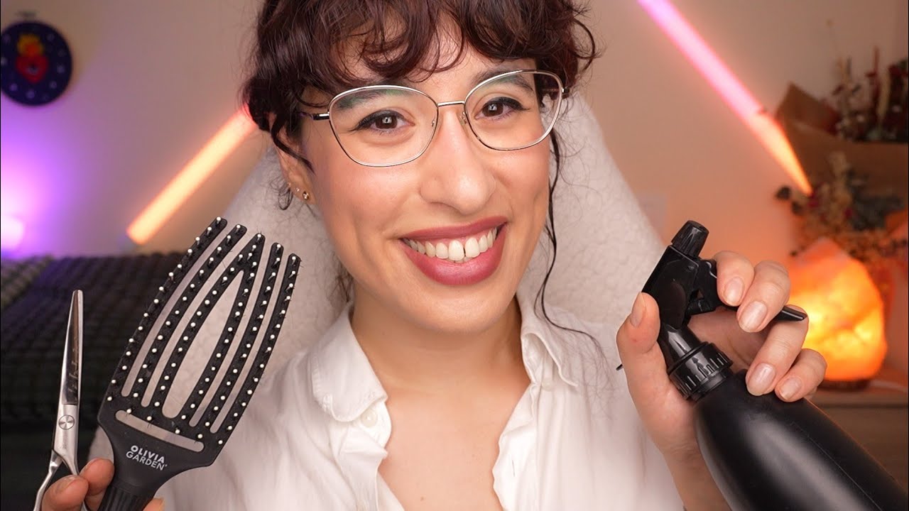 ASMR Cuidando tu pelo tras el verano ✨ Examen capilar, cepillado, corte de cabello · Roleplay real