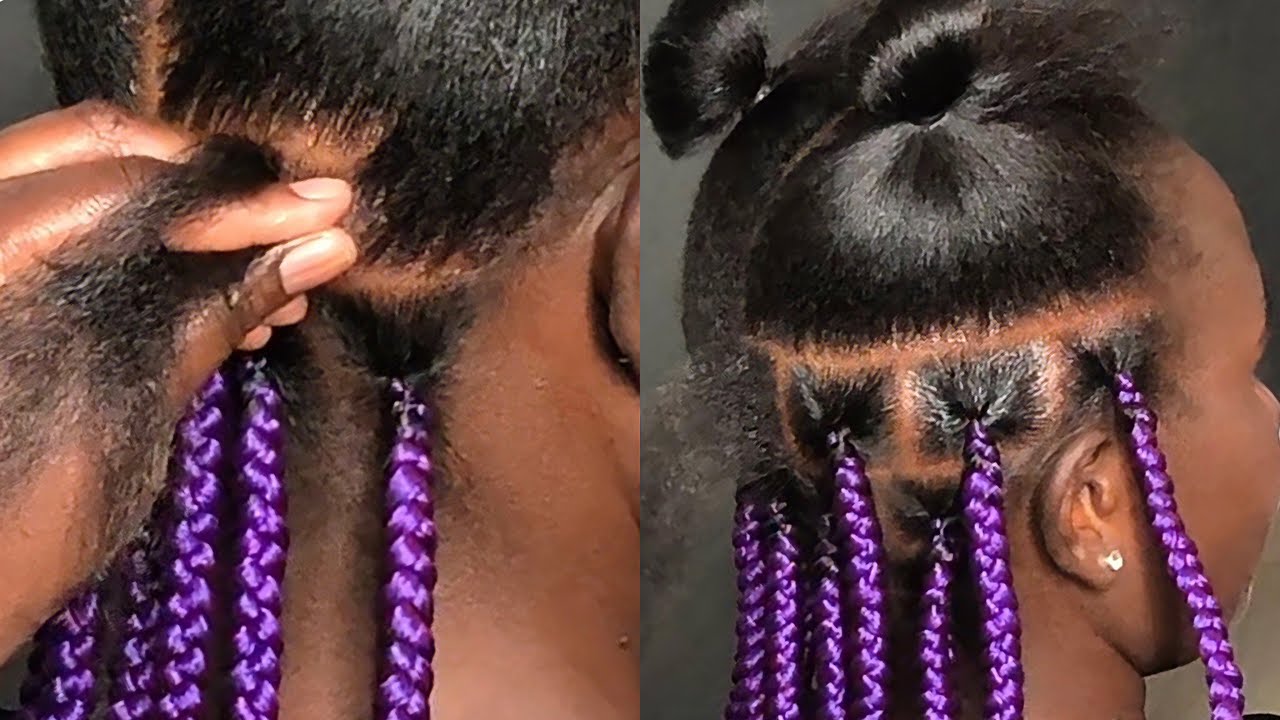 How I Do Large Knotless Braids with Bold Purple Hair || Step-by-Step Tutorial