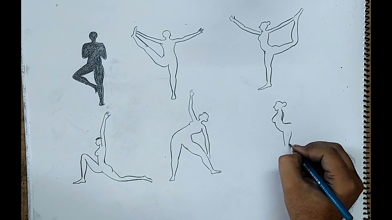 Yoga Poses Line Art - Inspire Uplift