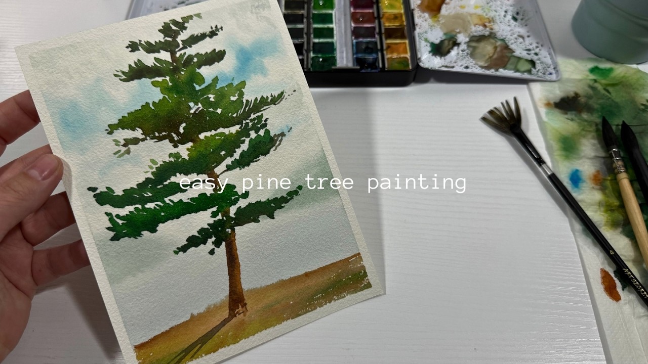 Easy Watercolor Pine Tree Tutorial for Beginners | Full Painting ...