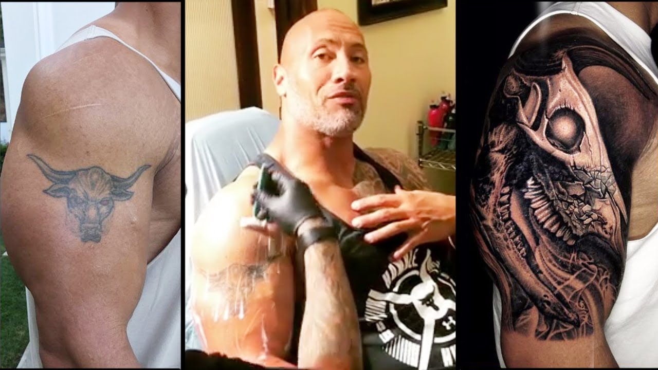 The Rock Has Replaced His Famous Brahma Bull Tattoo With An Elaborate New  Tattoo - YouTube
