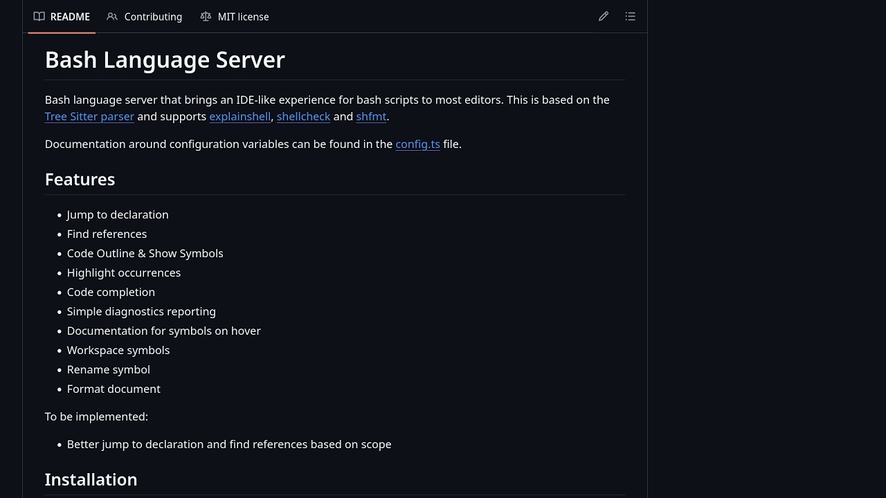 Installing the bash-language-server on Freebsd, Linux and Macosx - YouTube