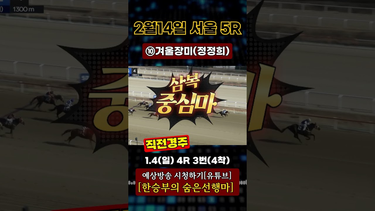 2025년2월14일[토요경마] 삼복 중심은?#shorts#경마#한승부경마