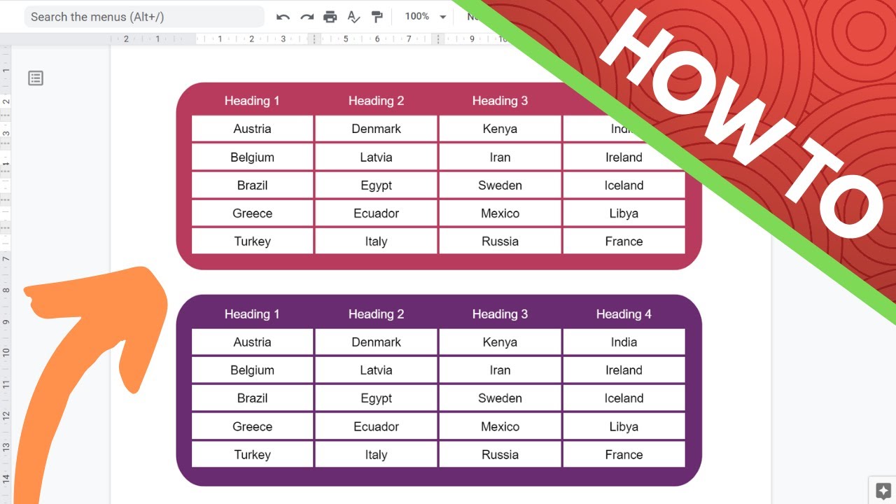 How do you make an aesthetic table in Google Docs?