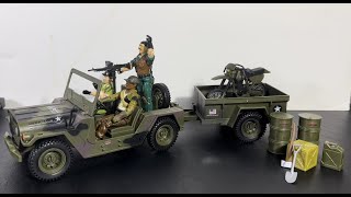 Jeep with Trailer and Motorcycle Click N' Play Action Vehicles Playset with GI Joe Figures