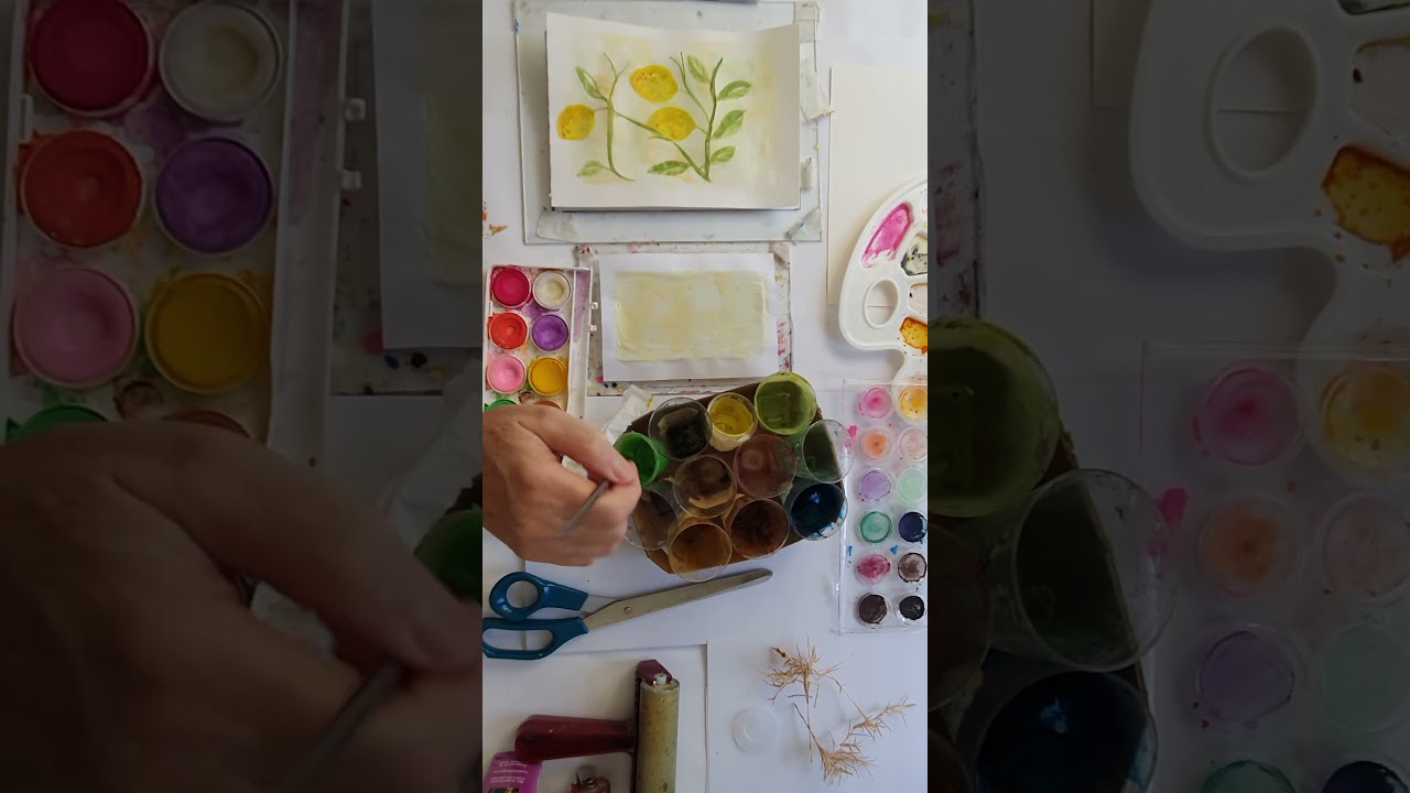 Набор для рисования «Лимоны» на гелевой пластине, смешанная техника: моющее средство, акварель, м...