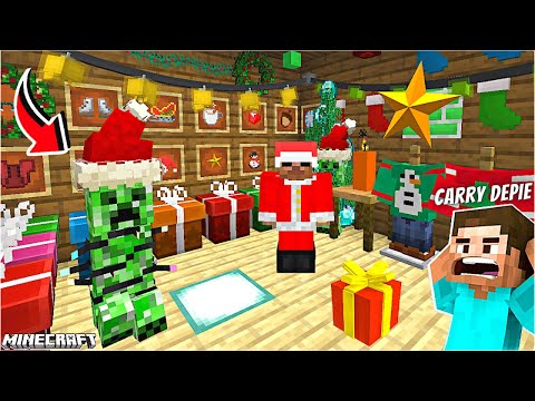 Celebrating CHRISTMAS with CREEPER in Minecraft ! (Dangerous) 😱😱