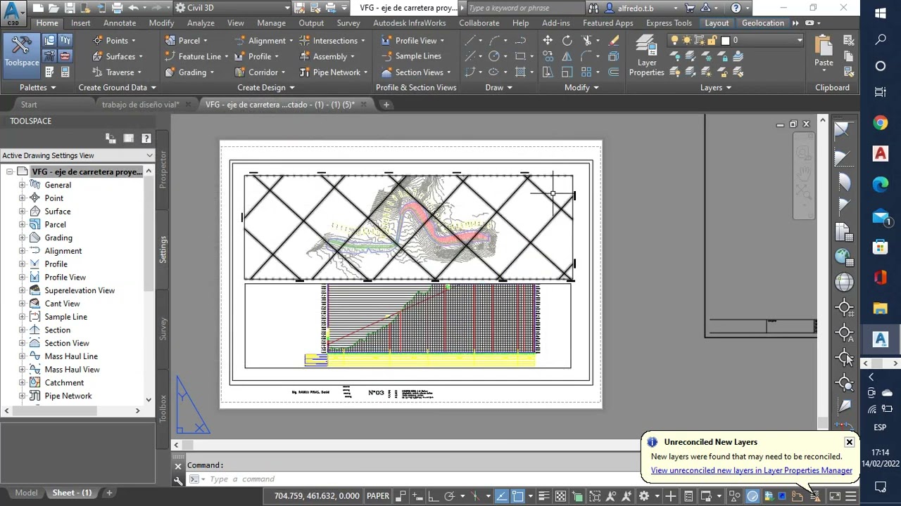 laminar planta, perfil, secciones transversales en AutoCAD civil 3d por cada kilometro