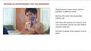DESCRIBE AN ADVERTISEMENT THAT YOU REMEMBER: