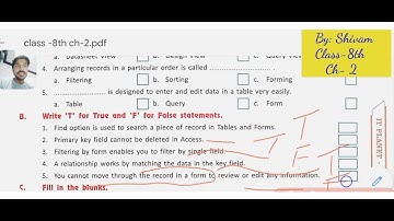 Class - 8th||Ch- 2 (Access- Tables and Forms) Part-C