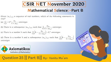 Question 25 | CSIR NET Nov 2020 | Part B | Mathematical Science | By Vanita Goyal