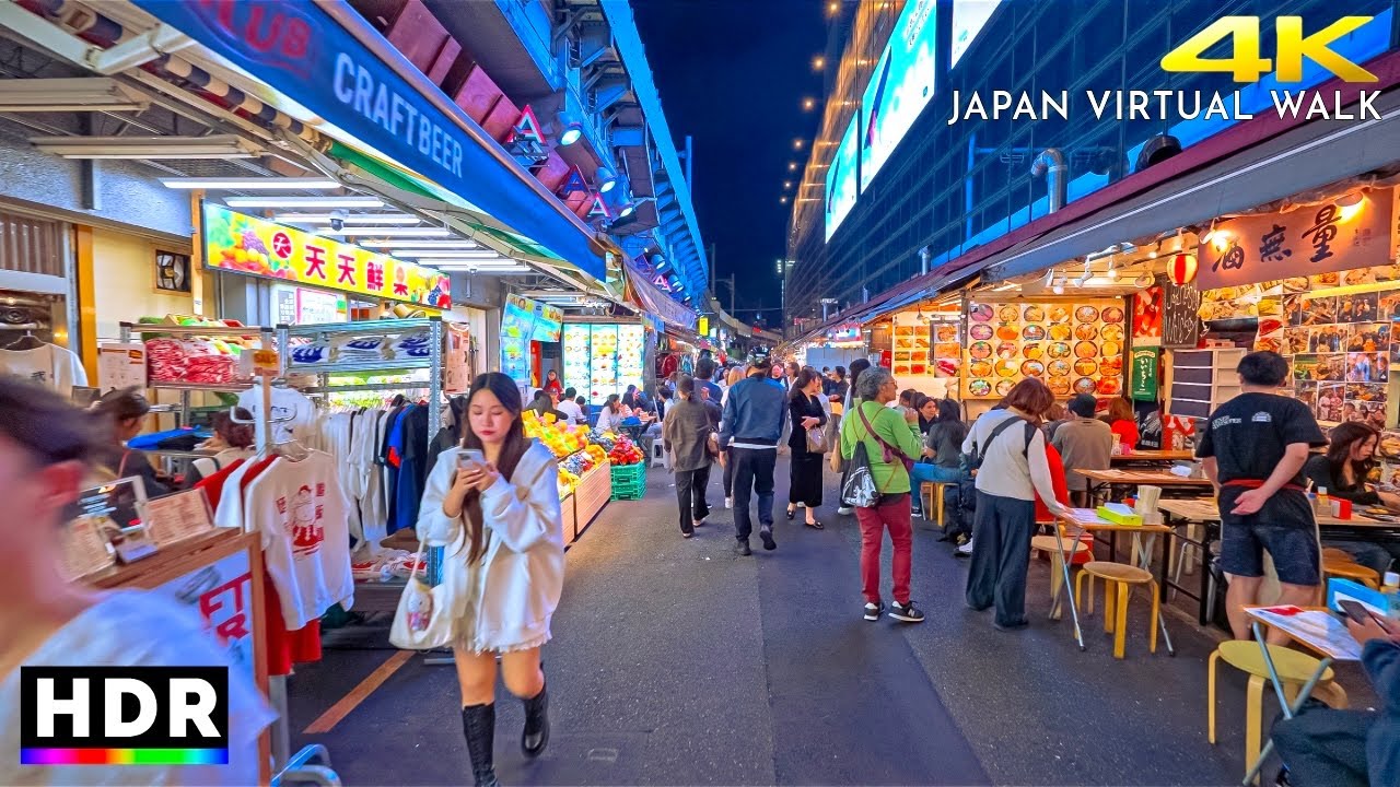 Tokyo Weekend Night Walk: Nippori, Nezu to Okachimachi • 4K HDR