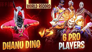 Dhanu Dino Vs 6 Most Dangerous World Players | 1 vs 6 Custom Gameplay |New Record - Garena Free Fire