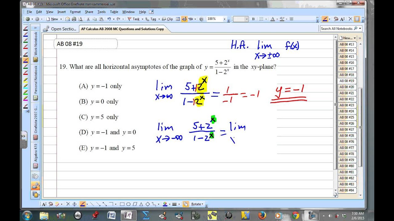 Ap Calculus Ab Multiple Choice 08 Exam Videos Questions Solutions